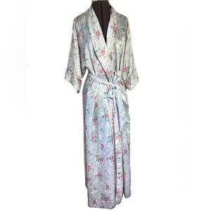 Dior Satin Robe with Floral Design - White and Pink